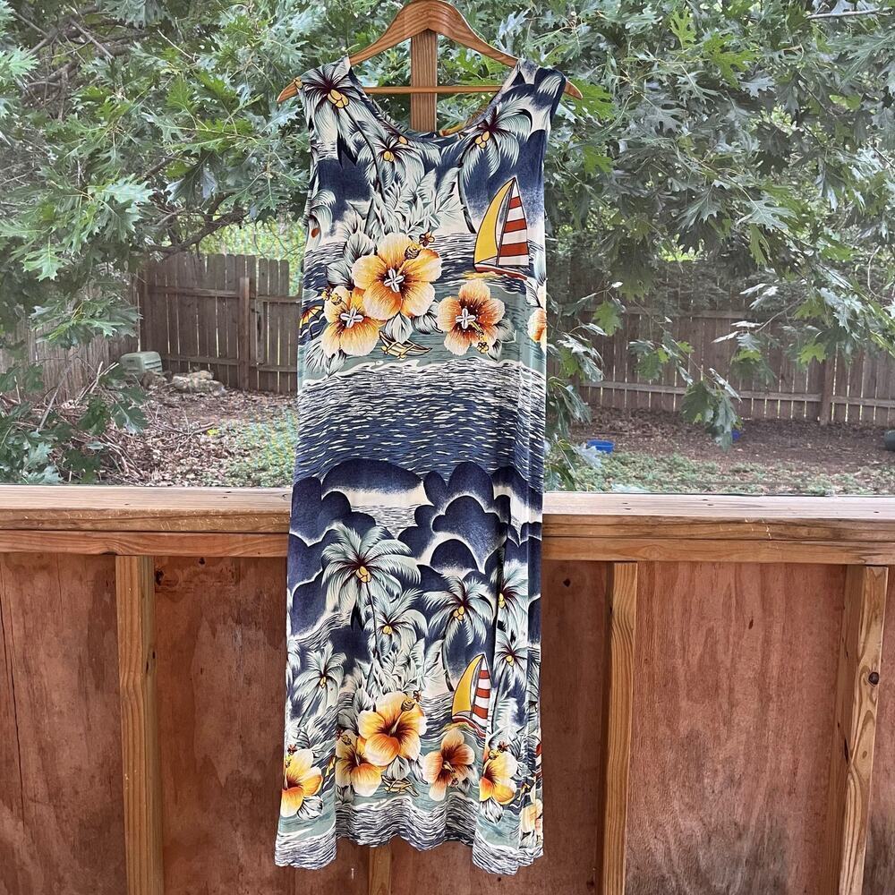 SPA Women's Vintage Tropical Sleeveless Maxi Dress Size S